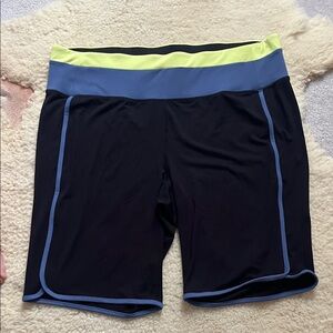 Livi active lane Bryant workout activewear shorts stripes yellow/blue 22/24